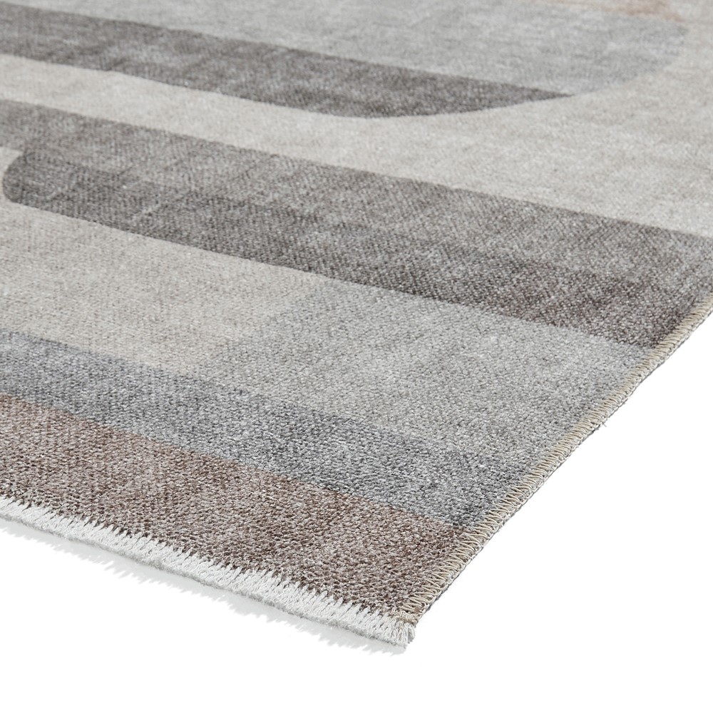 Whisper H1068 Washable Geometric Flat Weave Runner Rugs in Beige